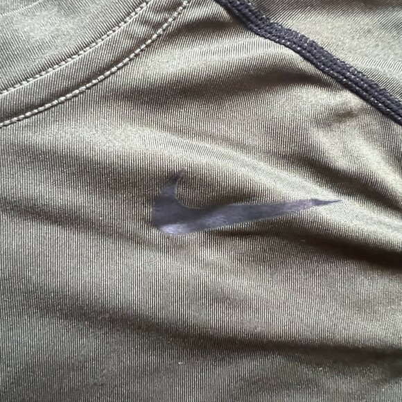 NIKE Dri-Fit Long Sleeve Pro Combat Shirt Olive Army Green & Black | Size L - Picture 7 of 9